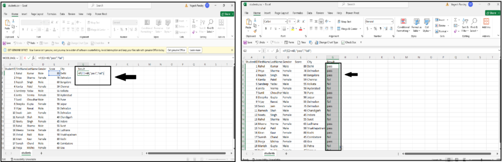 IF function in excel