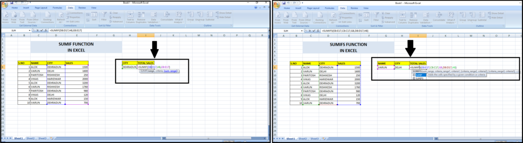 SUMIF & SIMIFS FUNCTION IN EXCEL