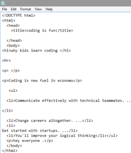Complete HTML coding tutorial for kids to learn with quiz