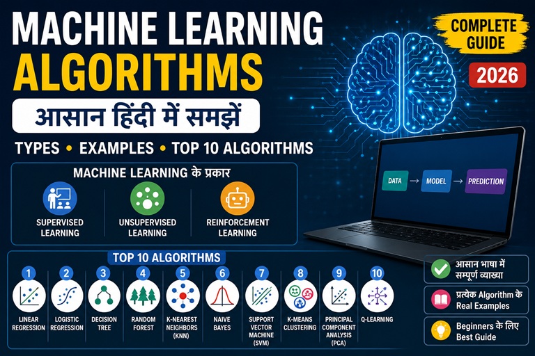 Machine Learning Algorithms in Hindi – Types, Examples and Top 10 Algorithms